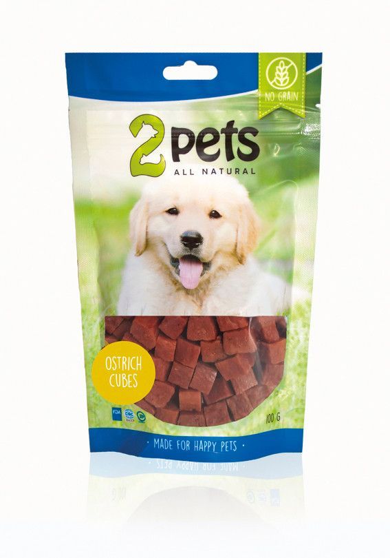 Ostrich Cubes hundgodis - Small