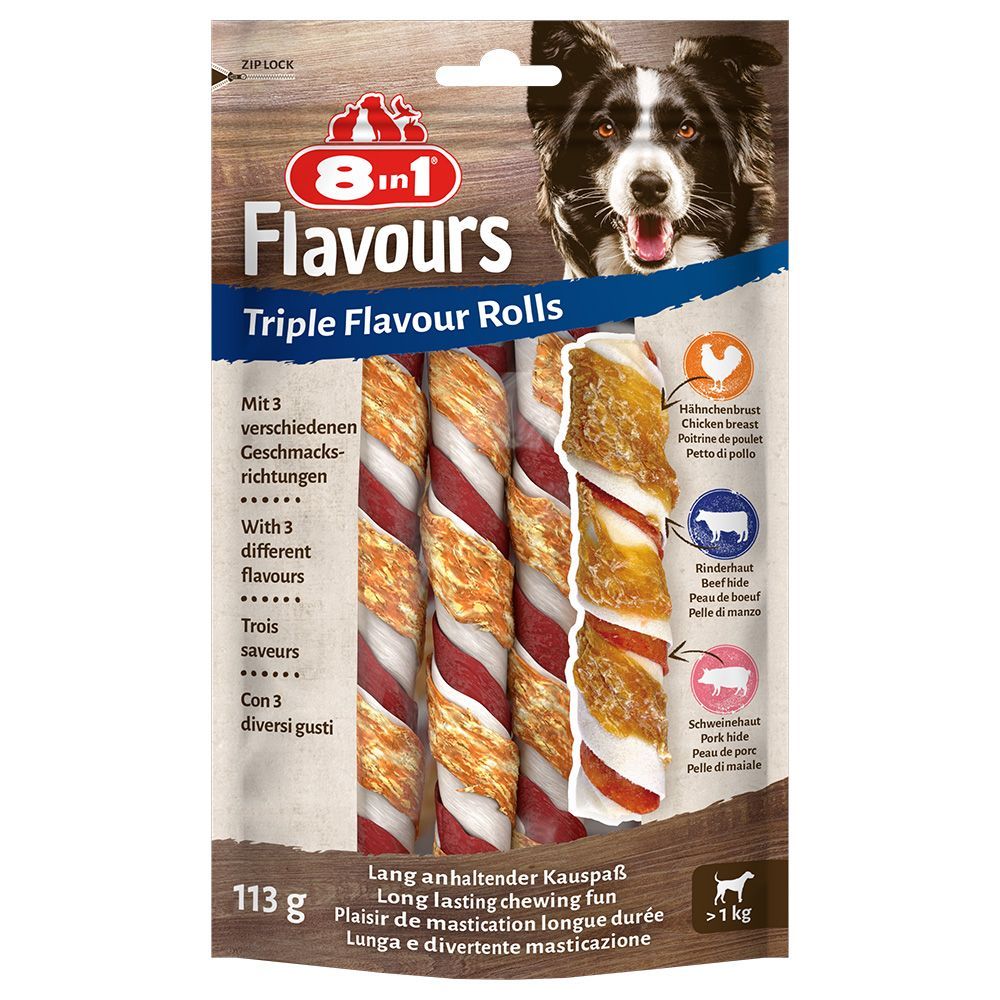 8in1 Triple Flavour Rolls tuggstänger - 3 st