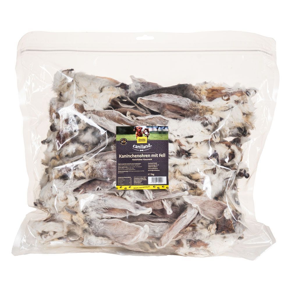 Caniland kaninöron med päls - 1 kg