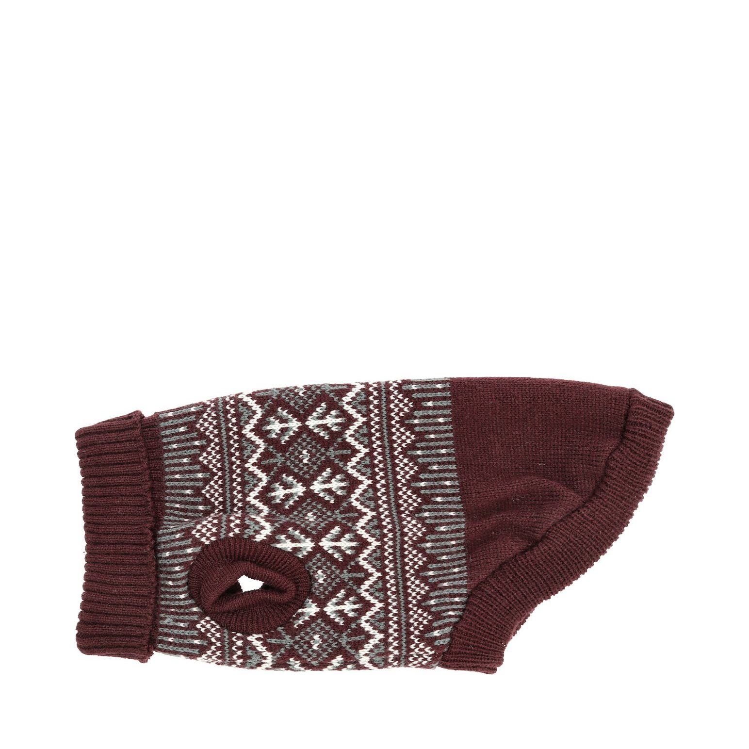 Iselin Stickad Hundtröja Vinröd - 25 cm