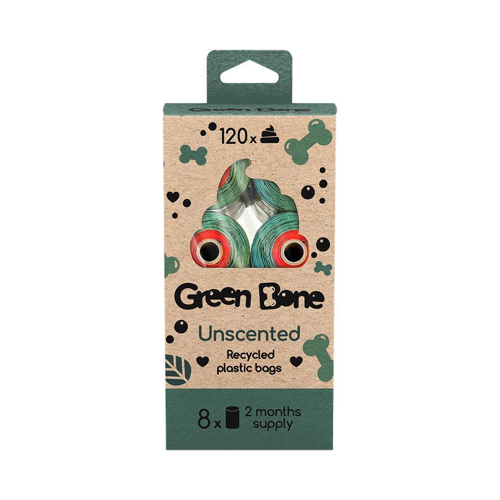 120-pack Green Bone bajspåsar - Unscented