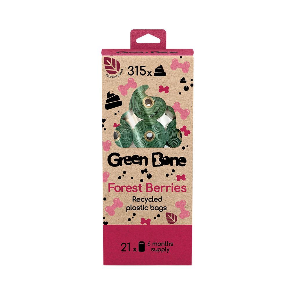 315-pack Green Bone bajspåsar - Forest