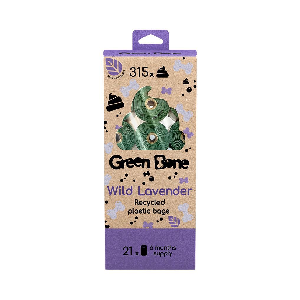 315-pack Green Bone bajspåsar - Lavender