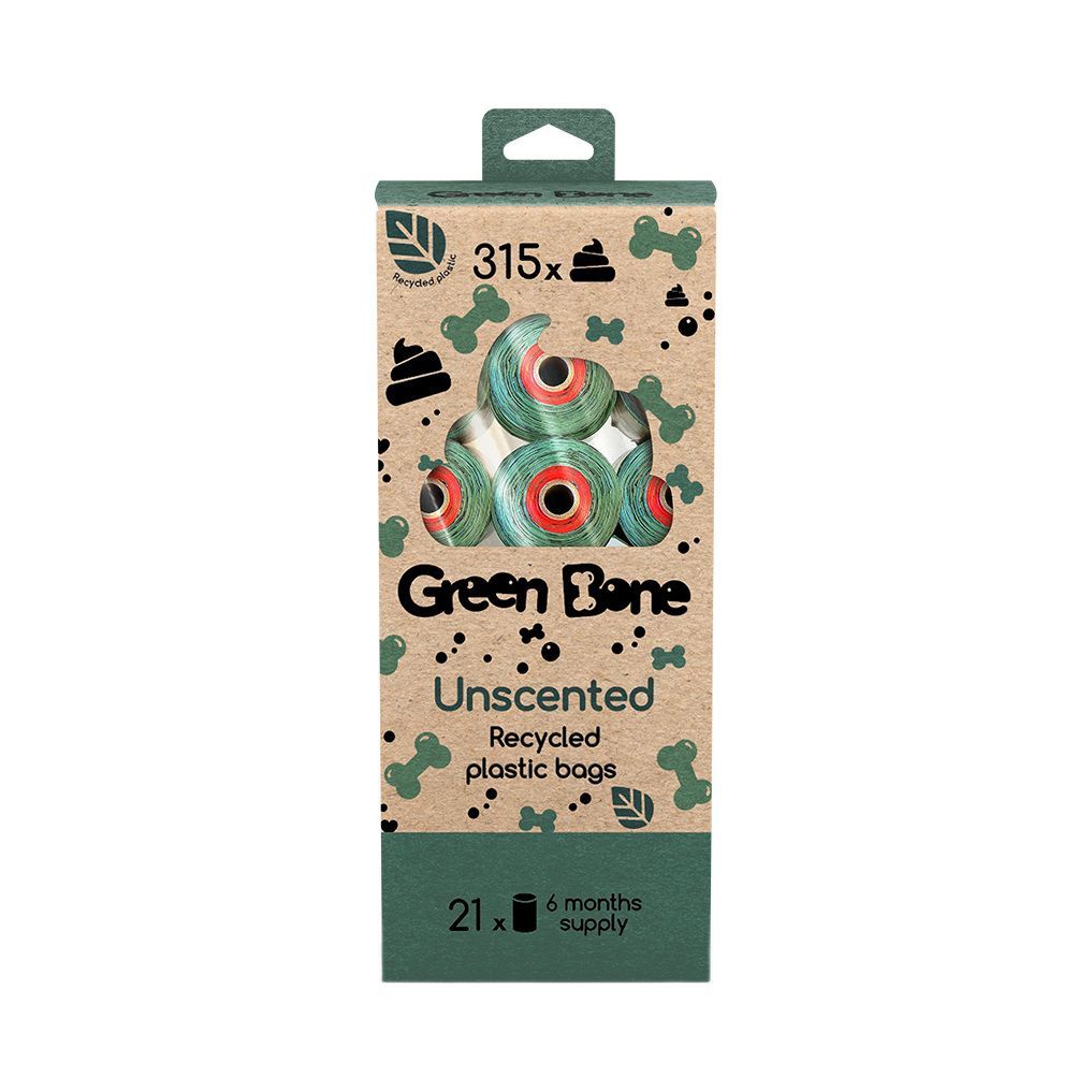 315-pack Green Bone bajspåsar - Unscented