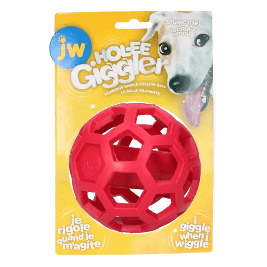JW Hole-ee Giggler Hundleksak - Röd