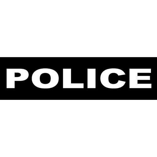 "Police" kardborremärke (L)