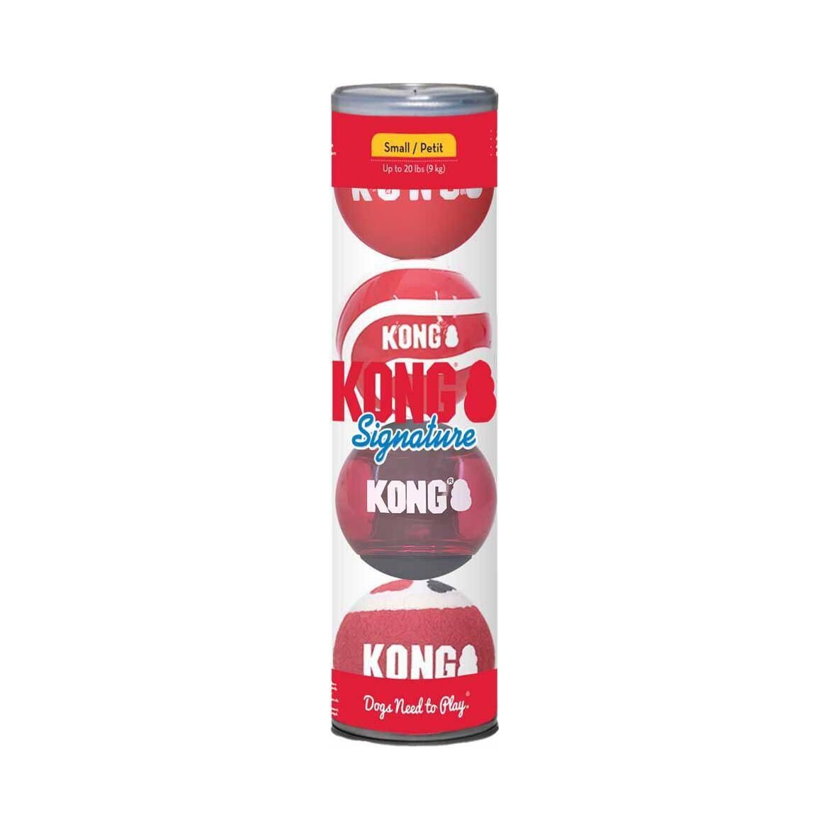 KONG Signature Balls 4-pack - S (Upp till 9 kg)