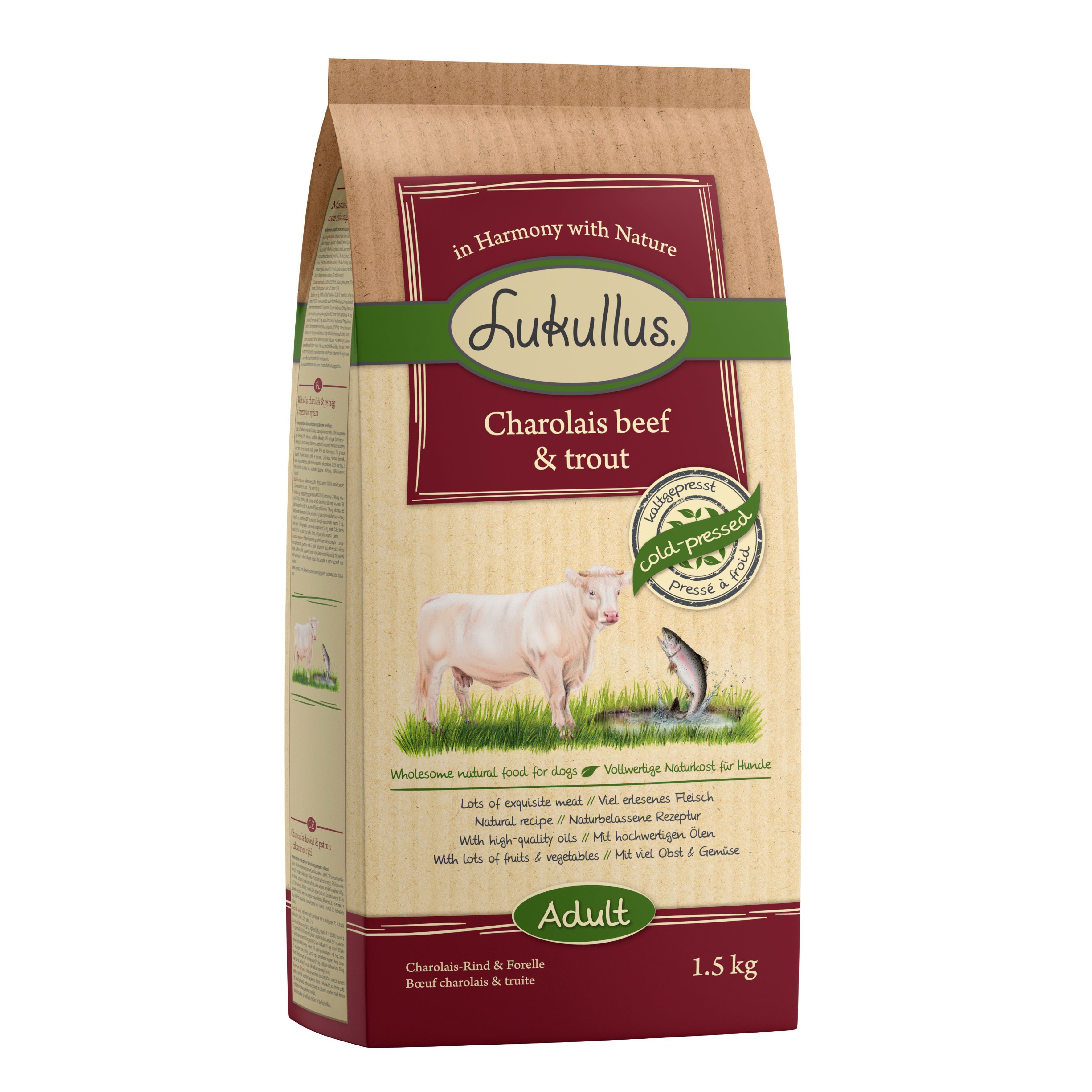 Lukullus Charolais nötkött & öring - 1,5 kg