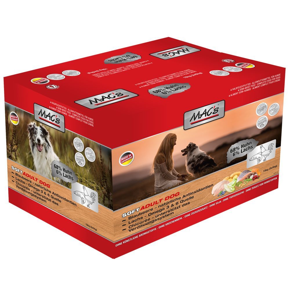MAC's Soft Grain Free Kyckling & lax - 3 x 5 kg