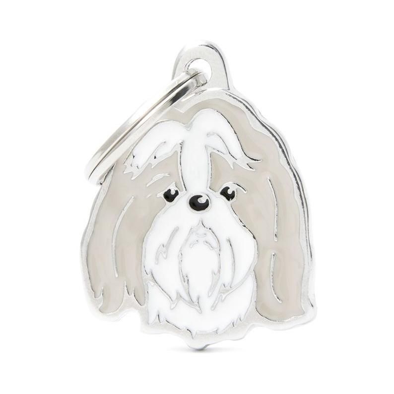 Halsbandssmycke med Rasmotiv - Shih Tzu - Grå