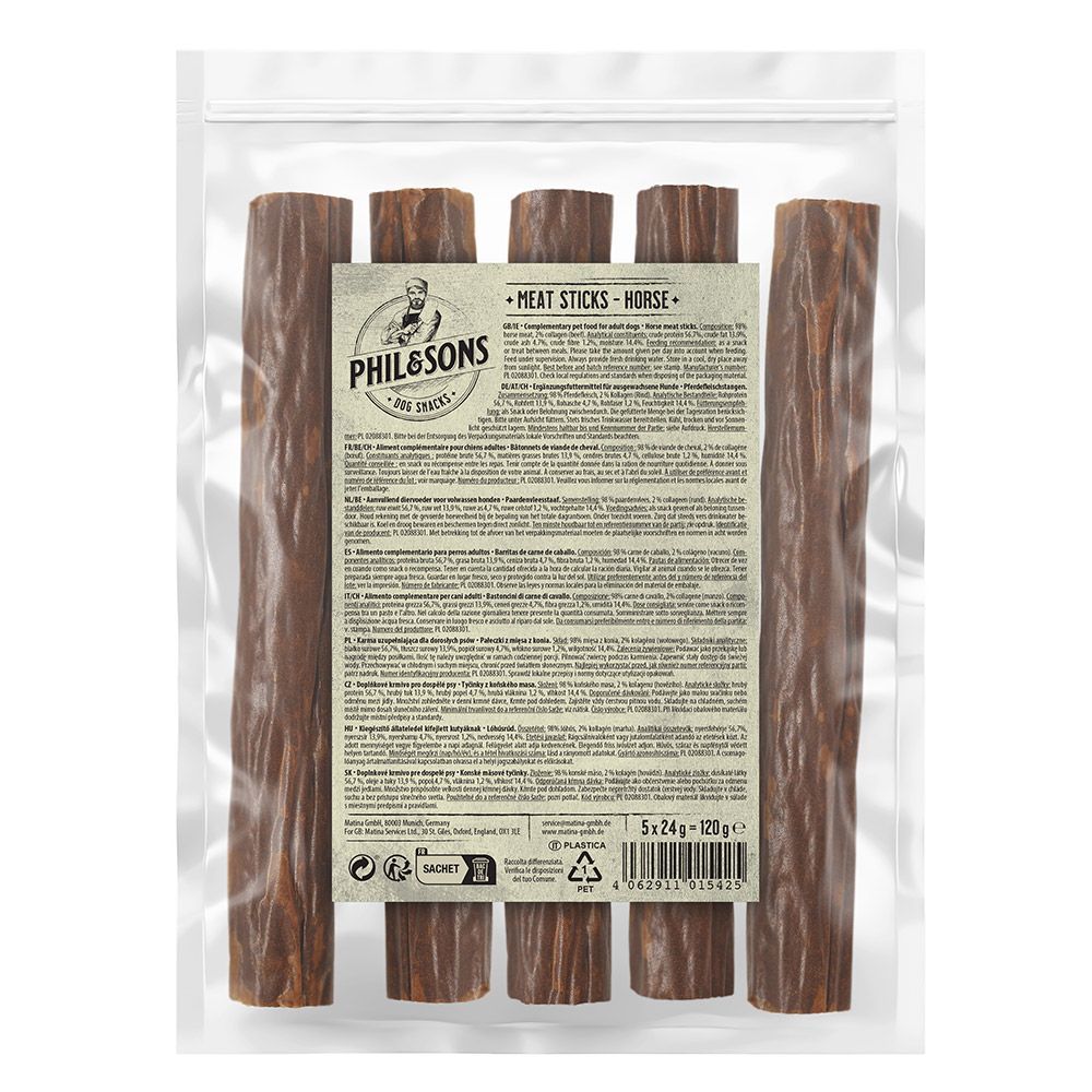 Phil & Sons hästköttsstänger - 3 x 5 st