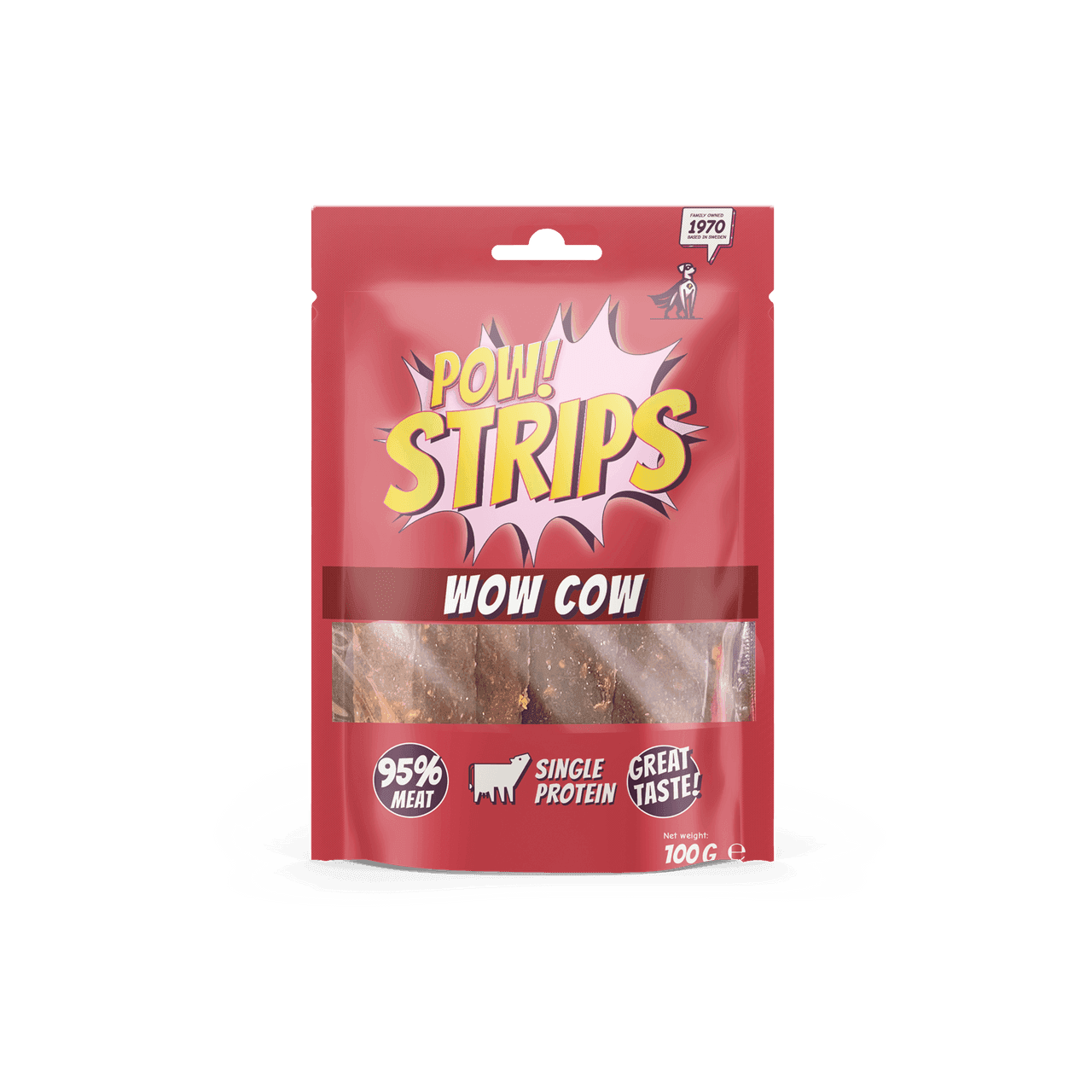 Hundgodis Strips Wow Cow - 100 g