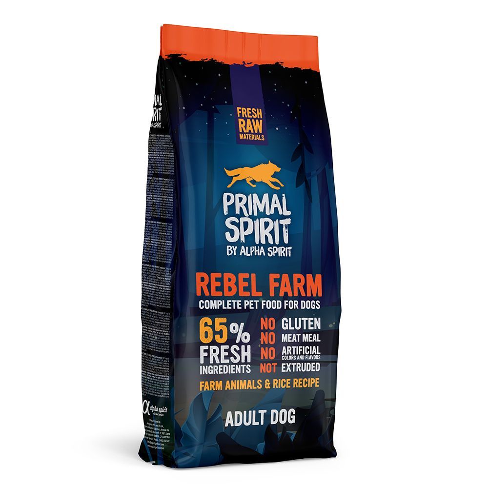 Primal Spirit 65% Rebel Farm hundfoder - 12 kg