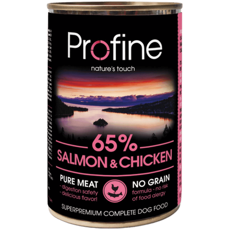 Dog Wet Food Cans 65% Salmon & Chicken 400 g