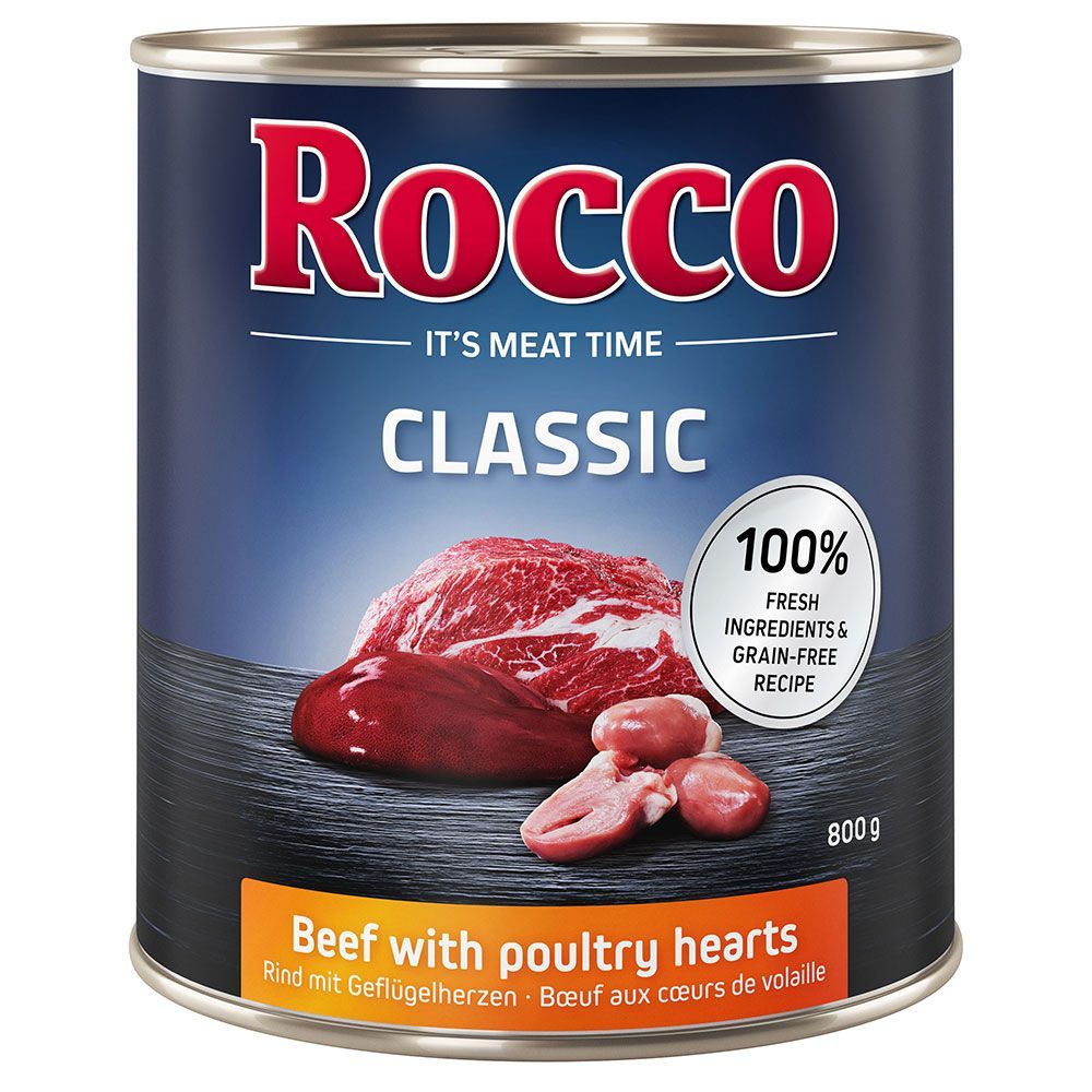 Rocco Classic 12 x 800 g - Nötkött & fjäderfähjärta
