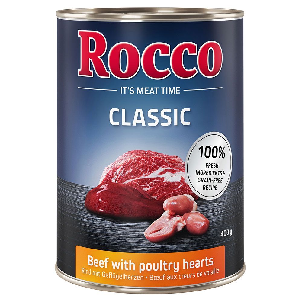 Rocco Classic 6 x 400 g - Nötkött & fågelhjärta