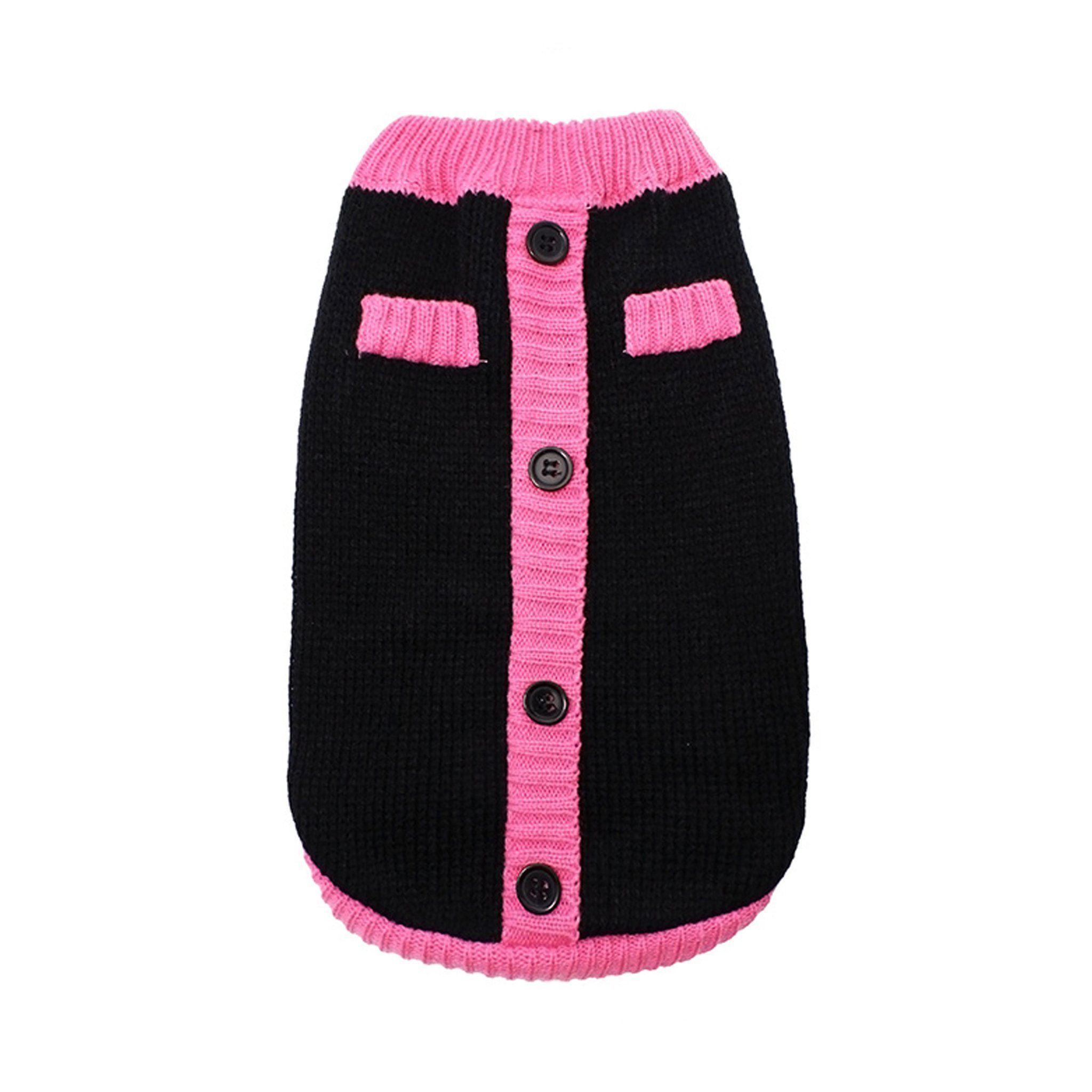 Stickad Hundtröja - Black & Pink Mod / 30 cm