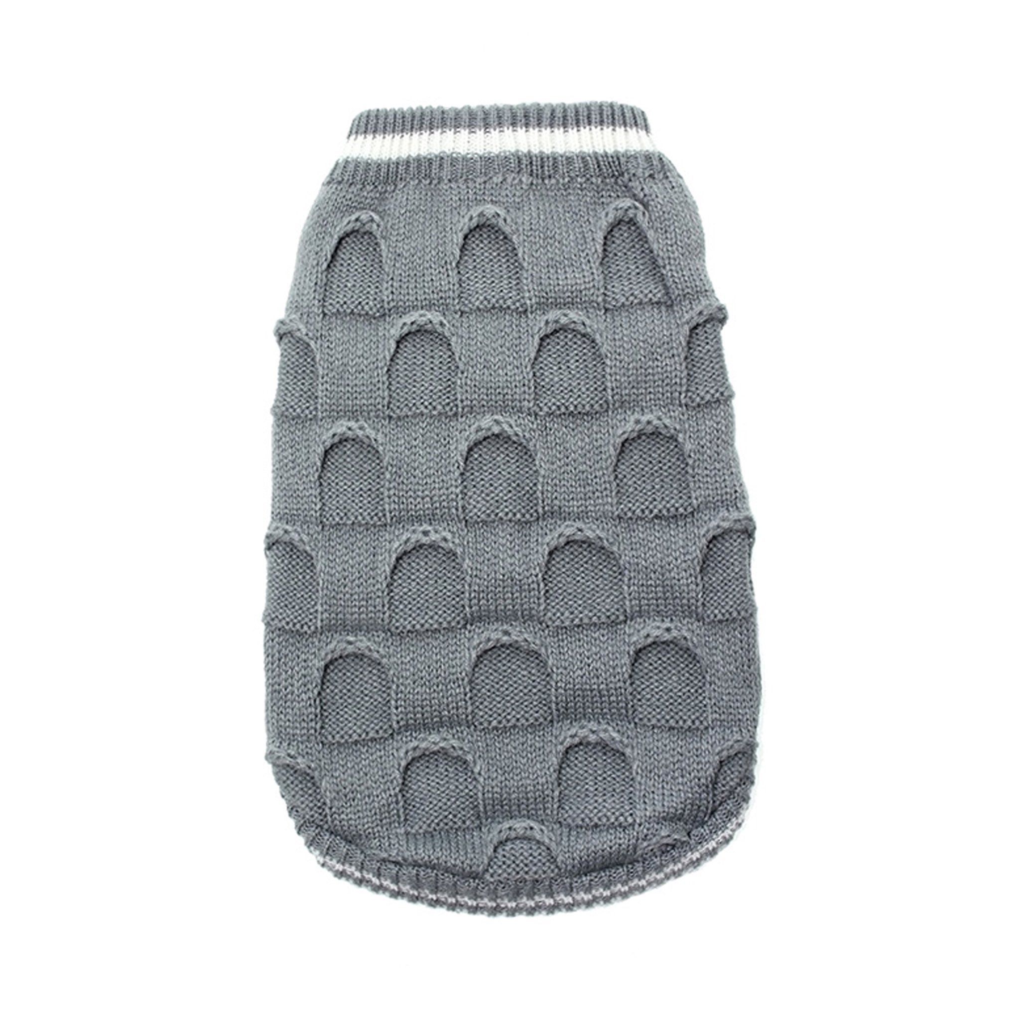 Stickad Hundtröja - Grey Ruffle / 25 cm