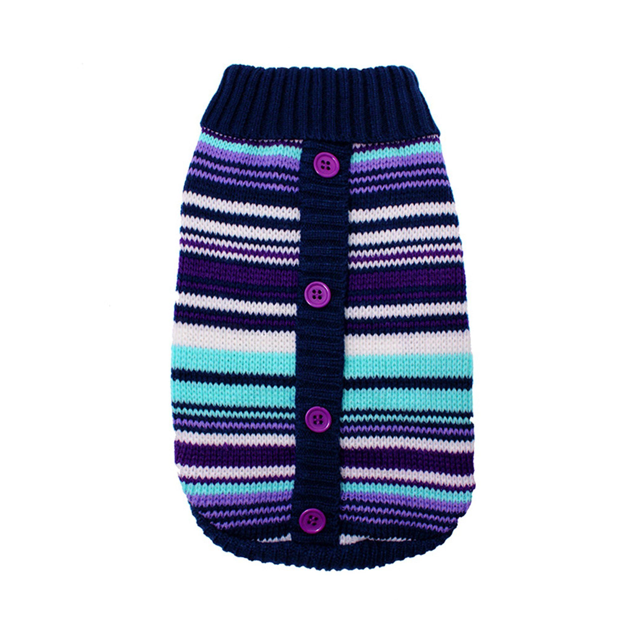 Stickad Hundtröja - Purple Striped / 40 cm