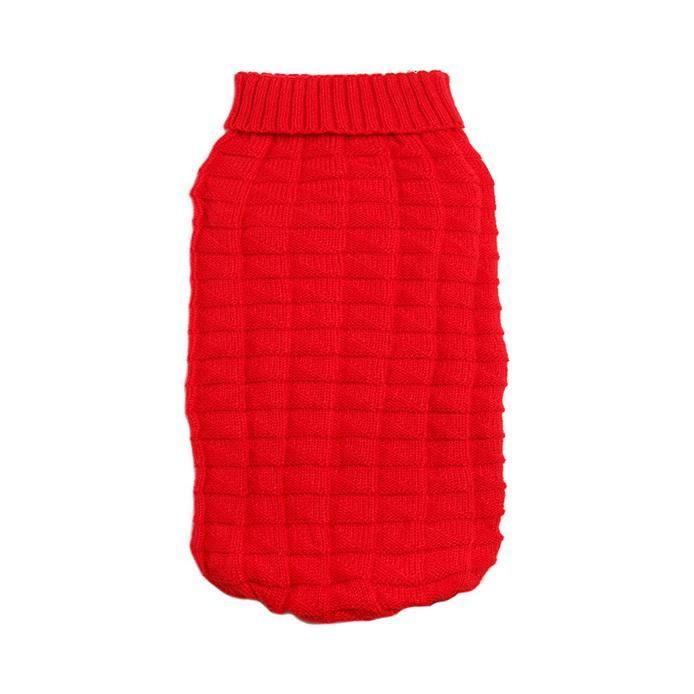 Stickad Hundtröja - Red Waffle / 20 cm
