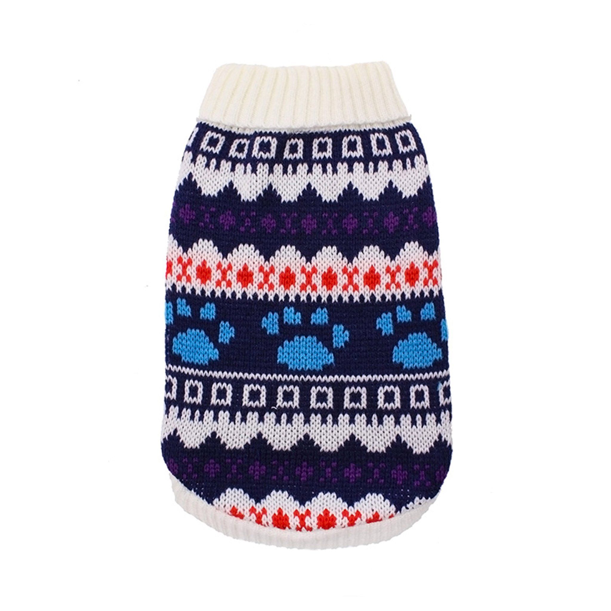 Stickad Hundtröja - White Fair Isle / 20 cm