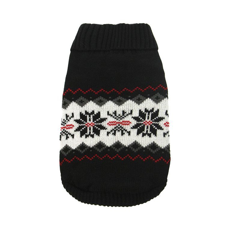 Stickad Jultröja Black Snowflake - 35 cm