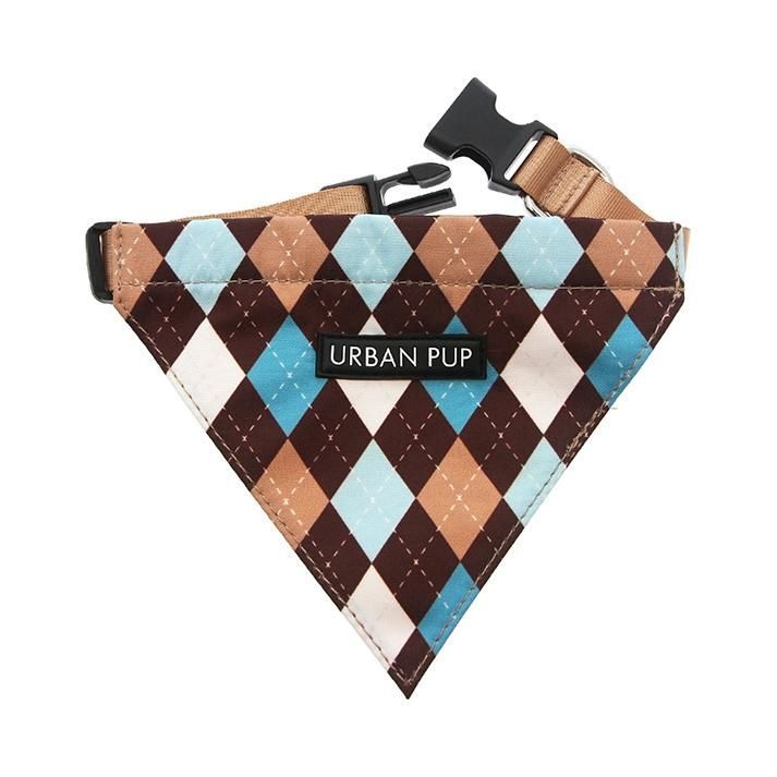 Urban Pup Bandana - Brown & Blue Argyle / S