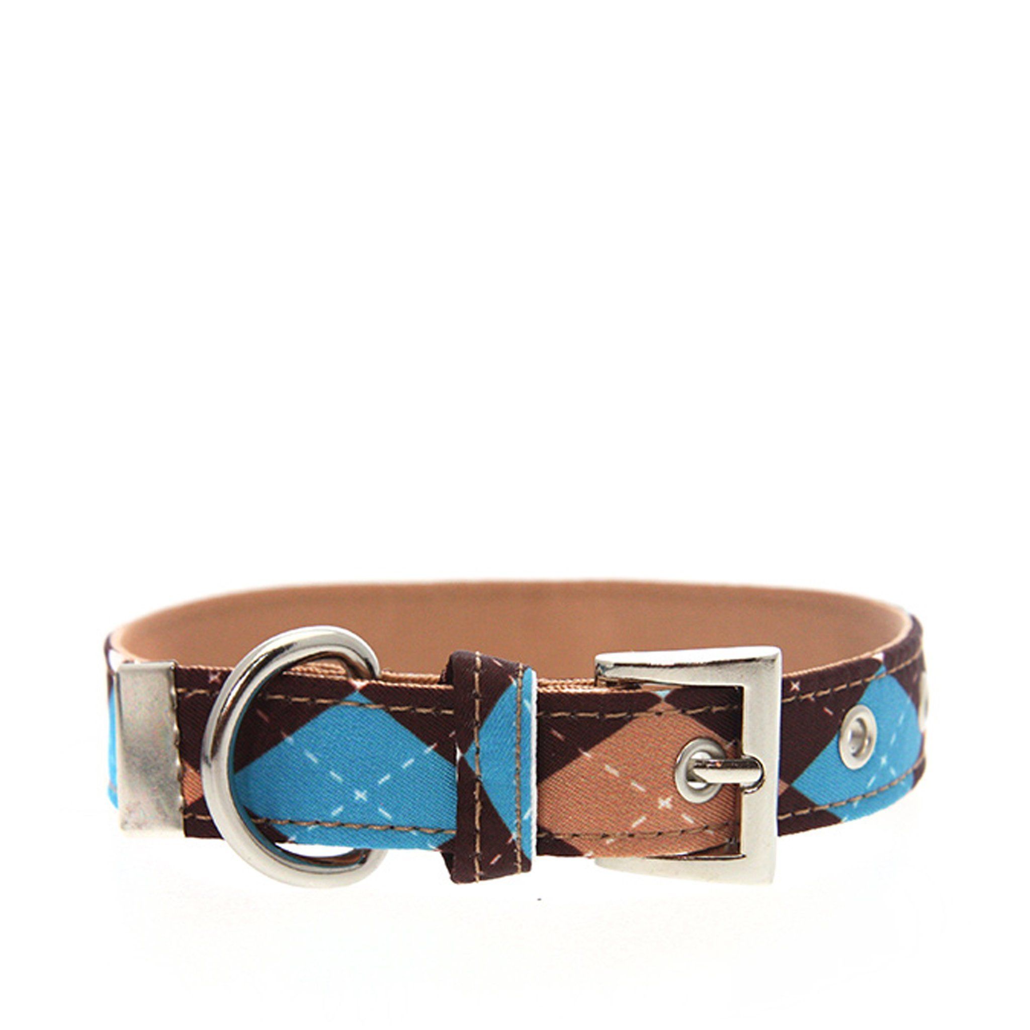Urban Pup Halsband - Brown & Blue Argyle / S