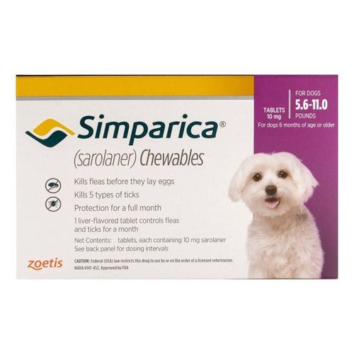 Simparica Chewables For Dogs 5.6-11 Lbs (Purple) 6 Chews